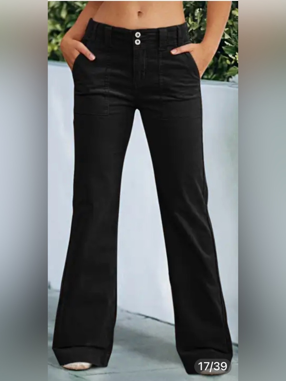 Flamingals Corduroy Dual Button Zip Fly Flare Black Jeans